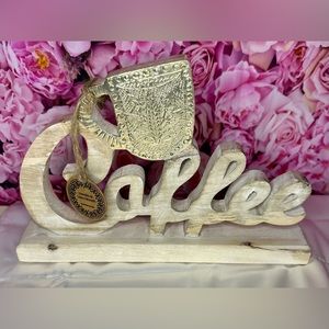 NWT Coffee Sign Handcrafted in India From Local Boutique